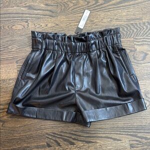 Alice + Olivia High Waist Black Faux Leather Shorts